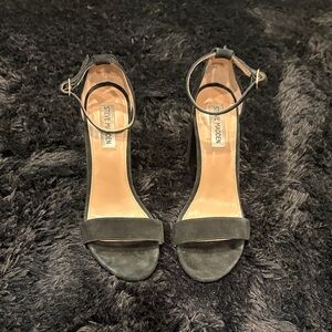 Steve Madden Black Suede Open-Toe Ankle-Strap Heels